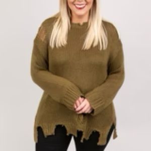 Distressed Chunky Knit Sweater